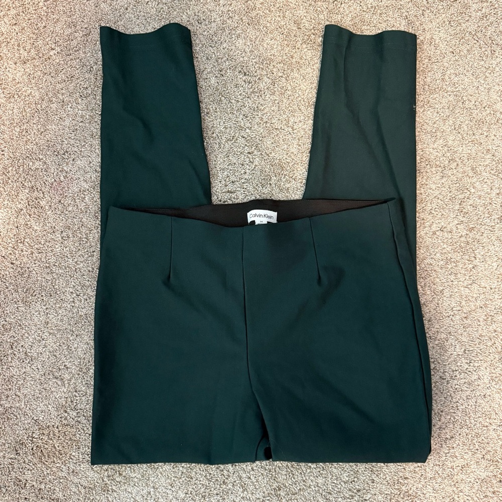 CALVIN KLEIN Dark Green Stretch Work Pants | 14